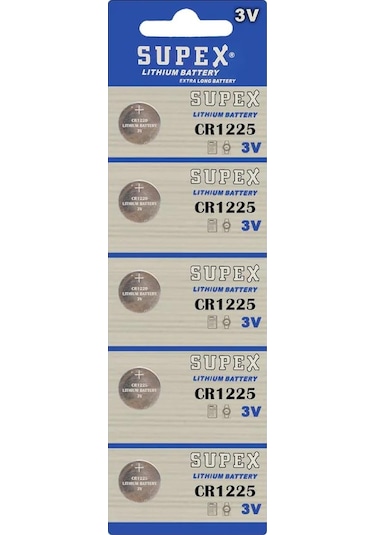 Supex Extra Long Battery CR1225 3V Lityum Düğme Pil 5'li