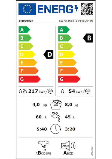 Electrolux EW7W368STI 1600 Devir 8kg / 4 kg Kurutmalı Çamaşır Makinesi