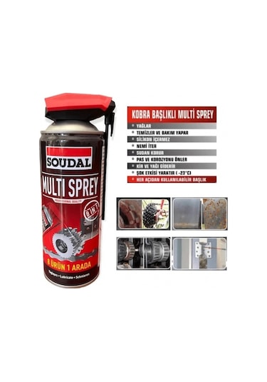 Soudal Multi Sprey Kobra Başlıklı Kir Pas Sökücü Bakım Spreyi 2 x 400 ML