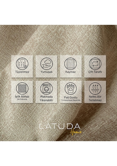 Jakarlı Şönil Koltuk Örtüsü Kanepe Örtüsü Koltuk Şalı 110x175 2 Ad. Kaymaz Camel Camel