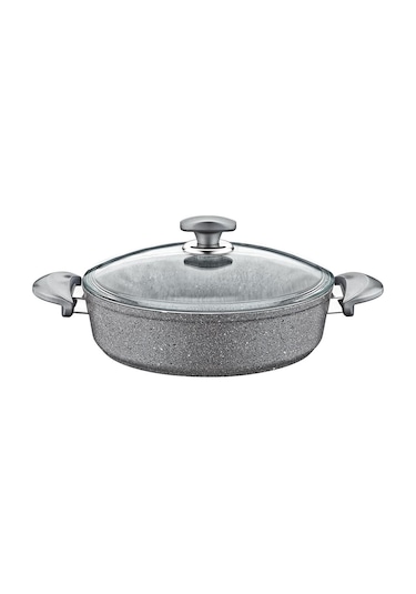 Oms Granit 28x8 Cm Gri Pilav Tencere Cam Kapaklı 3310 Diğer