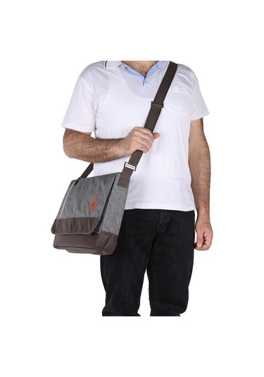 Strong 15.6 Inch Laptop Bölmeli Omuz Askılı Postacı Çantası Kft04 Gri