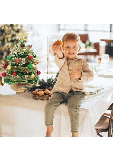 Pazly 2ft Led Masa Noel Ağacı - Akülü Çok Renkli Led Dize Işıklı