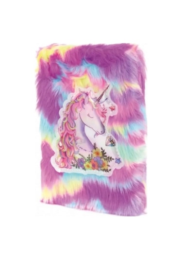 Çiçekli Unicorn Tasarımlı Peluş Hatıra Defteri