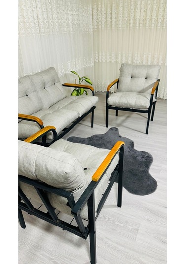 Madame Home Kalanşo Balkon, Bahçe,teras,cafe - Salon - Metal Kanepe Koltuk Takımı Çay Seti 2+1+1 Açık Gri Madame Home Kalanşo Balkon, Bahçe,teras,cafe - Salon - Metal Kanepe Koltuk Takımı Çay Seti 2+1+1 Açık Gri