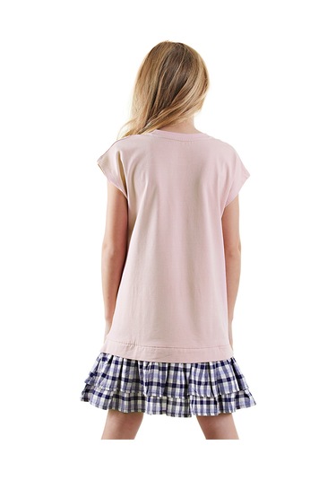 Denokids Unicorn Rock Kız Çocuk Ekose Elbise Renkli Çok Renkli