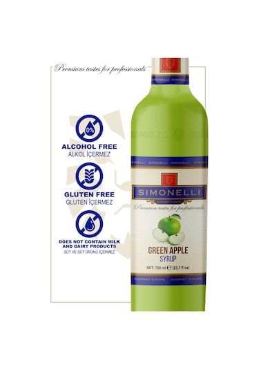 Simoenlli Kahve Şurubu Yeşil Elma 700 ML + Pompa Simonelli