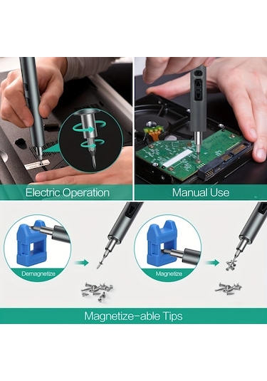 Tcherchi QE54911 65 ın 1 Elektrikli Akülü Matkap Tornavida Manyetik Tamir Kiti