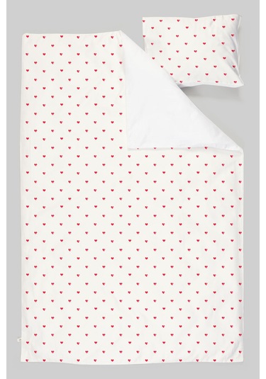 Organik Tek Kişilik Nevresim Takımı 160x220 - Kalp Yağmuru Renkli