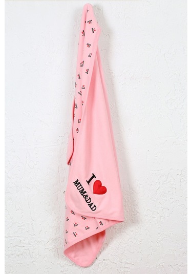 %100 Pamuklu Yenidoğan Çift Katlı Penye Bebek Battaniyesi Sb 514 Pembe Pembe