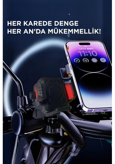 Torima Jx-063 Siyah Plastik Motosiklet Sabitleyici 360 Döner Telefon Tutucu Siyah