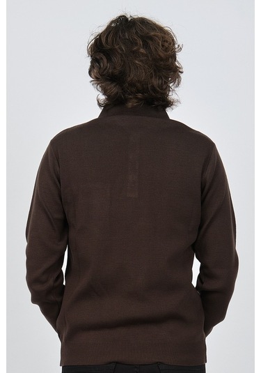 Ateş Triko Erkek Cep Detaylı Polo Yaka Desenli Yün Kazak 6092097 Kahverengi