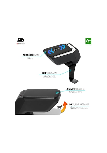 S-dizayn Fiat Albea Kol Dayama Kolçak Çelik Ayaklı Abs Gri 2003-2012 A+kalite