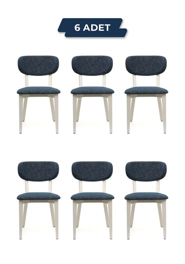 Rapsodi Beyaz Ahşap 6'lı Mutfak Salon Yemek Odası Sandalyesi
