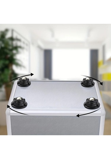 Cordial Beyaz 4'lü Kendinden Yapışkanlı Mini Döner Tekerlekler, 360 Derece Dönen Mobilya Çöp Kovası Tekerlekleri