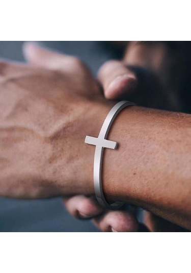 Çapraz Manşet Bilezik, Paslanmaz Çelik Açık Manşonluk Silver1 Altın - Gold