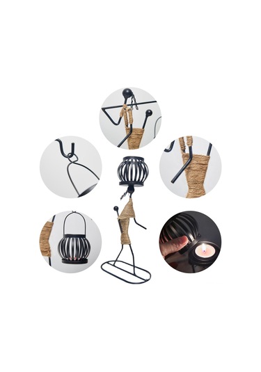 Gajeena Vintage Demir Şamdan - Dekoratif Fener Tasarımı, Mumluk Mum Dahil Değil