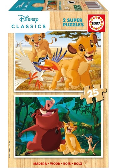 Educa 2x25 Parça Aslan Kral Kız Çocuk Ahşap Puzzle 3-5 Yaş 1 Adet