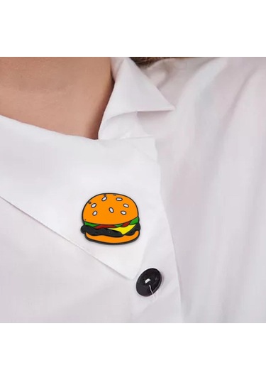 Homyl Sevimli Gıdalar Broşlar Pin Yaka Broş Iğneler Giysi Hamburger Çok Renkli