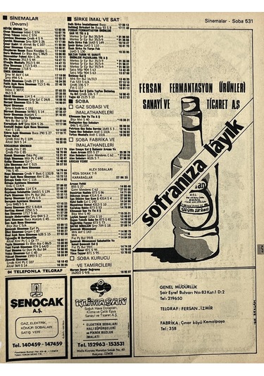 İzmir 1982-1983 Meslek Reklam İlanı Efemera S531