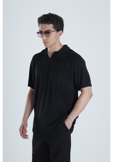 Cocopelli Erkek Siyah T-shirt Dokuma Kumaş Coc1158 Siyah