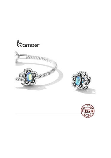 Bamoer 925 Ayar Gümüş Narin Çiçek Charm Kadınlar İçin Uygun Parlayan Taş Takılar Orijinal Bilezik Ve Bileklik Güzel Takı Hediye Gümüş