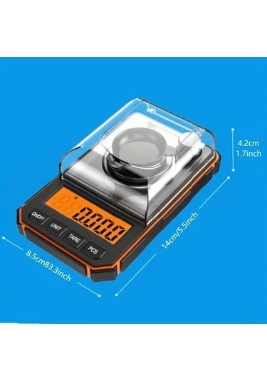 Fastbuy Challenger Turuncu Sınır Hassas 0001 Gram Cüzdan Terazisi Gram Ounce Kilogram Litre Ölçer Turuncu Kenar Turuncu