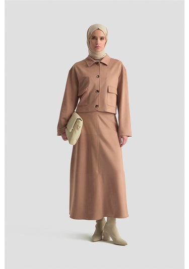 Armine Ceketli Süet Takım 25kd1703 Taba Taba