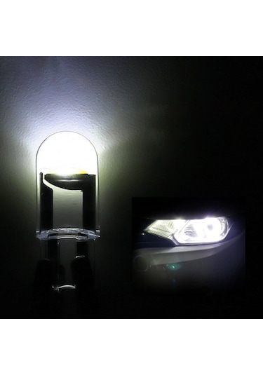 T10 Beyaz Cam Led Ampül 12V Park Plaka Tavan Ampülü 2 Adet