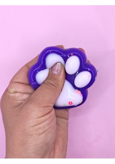 Pati Taba Squishy Kedi Pati Sıkma 7 Cm Pullu Pati Sukuşi - Mor