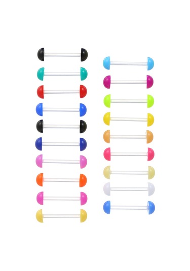 Wezone 19'lu Multicolor Akrilik Piercing Seti - Dil Ve Göğüs İçin Esnek, Alerjiye Dayanıklı, Kolay Kurulum - 1.6mm Çaplı, 16mm Uzunlukta Diğer