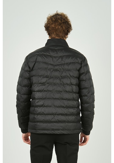 Allegro Erkek Hakim Yaka Fermuar Kapamalı Cep Detaylı Kapitone Şişme Mont 7360 Siyah Siyah