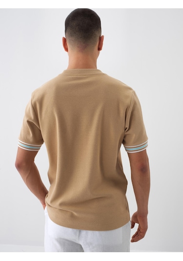 Xint Camel Pamuk Dokulu Regular Fit Tişört 502236