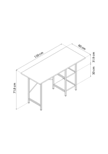 60x120 Metal Ayaklı 2 Raflı Çalışma Ofis Masası  Atlantik Çam
