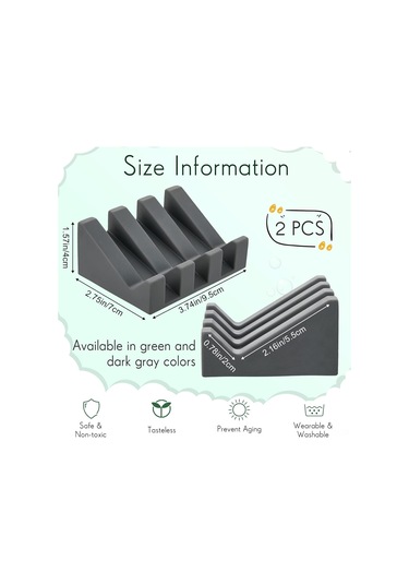 Dianziye 2'li Silikon Sabun Tepsisi, Otomatik Su Akışı Tasarımı, Duş Ve Mutfak İçin, Sabun Koruması Ve Akış Aksesuarları Dahil Koyu Gri, Açık Yeşil Açık Yeşil - Koyu Gri