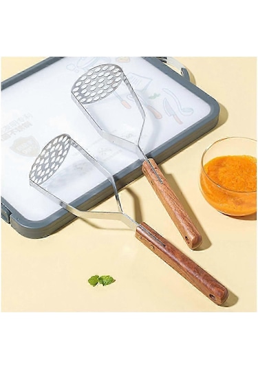 Paslanmaz Çelik Patates Ezici Kauçuk Saplı, 2'li Paket Patates Ve Sebzeleri Ezmek İçin Eski Mutfak Aletigümüş