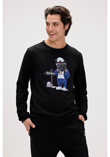Bad Bear Panther Crewneck Siyah Erkek Sweatshirt 001 Siyah