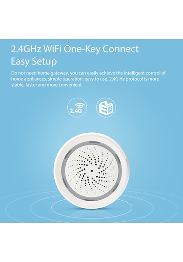 Yaleker Tuya Wifi Akıllı 3'lü Alarm: Ses Işık Alarmı + Sicaklık Nem Sensörü, 100db, Alexa/google Home Desteği, Usb/pil Besleme