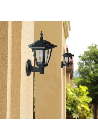 Besthome1 Ev Ve Bahçe Güneş Enerjili Duvar Lambası - Villa Teras Aydınlatma, Yağmur Dayanıklı Led, Komfortlu Siyah Aydınlatma Siyah