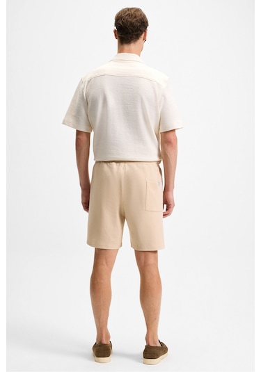 Grimelange TYRONE Erkek Beli Lastikli Arka Tek Cepli Relaxed Fit Bej Şort