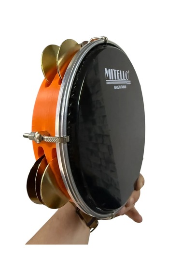 Arap Fasıl Tefi Profesyonel Turuncu Carbon Kasnak Mitello Siyah F