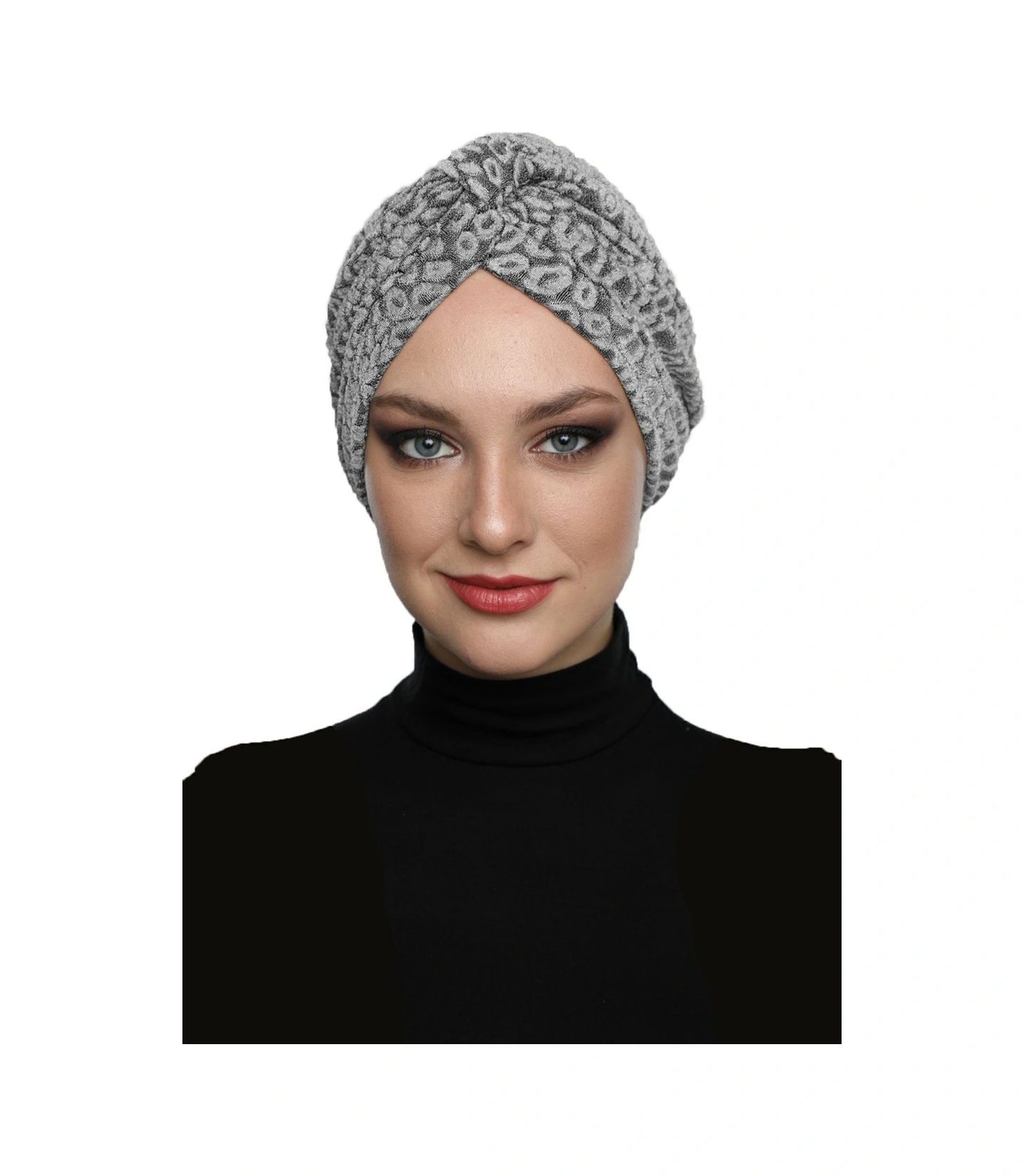 Brokar Bantlı Gri Astarlı Hazır Türban Tesettür Bone Gri