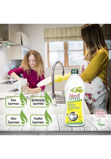 Mom's Green Limon Bitkisel Bulaşık Temizleyici 2 x 750 ML