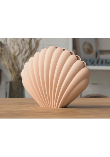 Shell 3d Modern Tarz Deniz Kabuğu Boyanabilir Plastik Vazo Beyaz