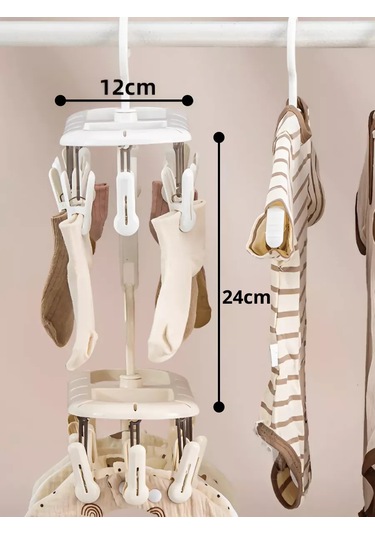 Uutnoe Mestecko Bej Renkli, Mandal Açan 12 Adetli Askılı Çamaşır Kurutma Askısı 250382547 Bej