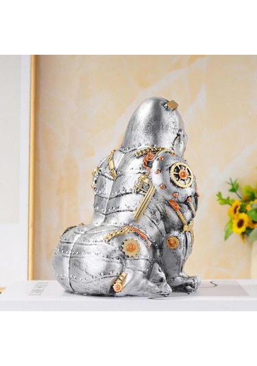 Suntek Mekanik Goril Heykeli Masa Üstü Süsleme I El 13,2cmx19cmx13,7cm