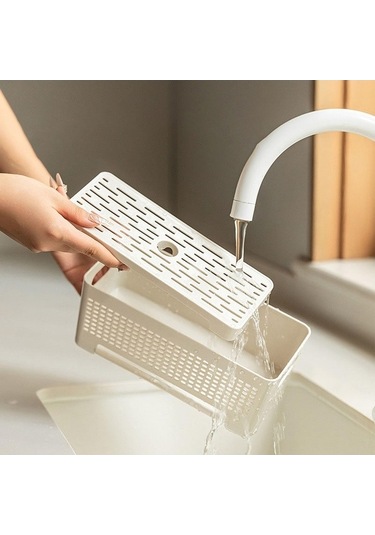 Pazly Suntek Lavabo Sünger Tutucu Taşınabilir Bulaşık Deterjanı Gri - Pratik Gri