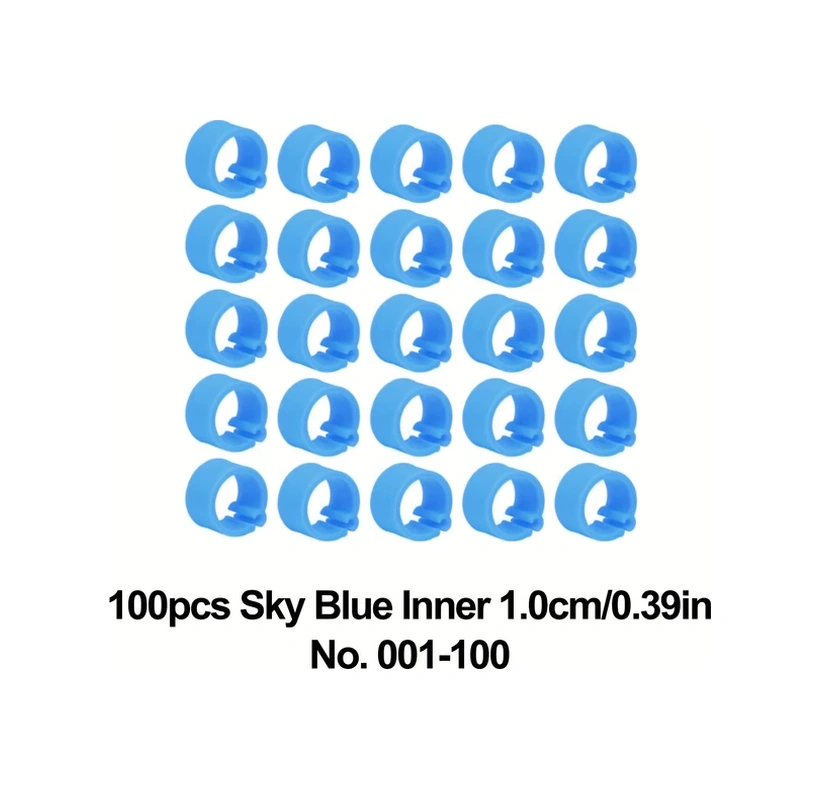 Willowhaven 100 Adet 10mm Gökyüzü Mavisi Kuş Bacağı Halkası 1-100 Numara Kanatlı İşaretleme Aracı