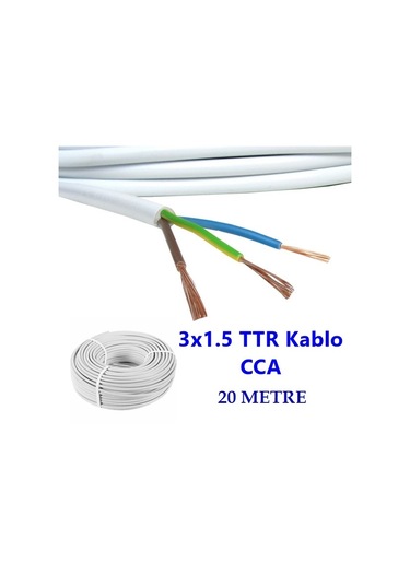 3x1.5 Cca Ttr Kablo Çok Telli 20 Metre Tam Kesit Kablo