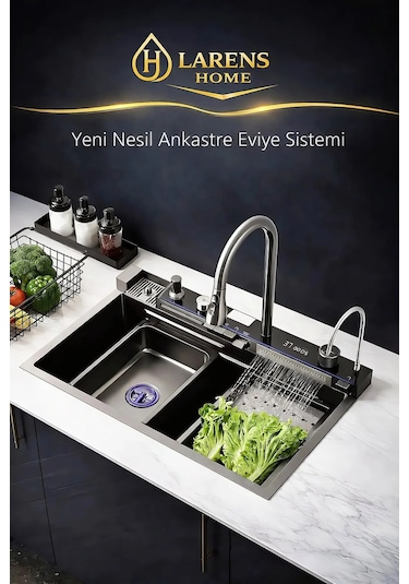 Arvella Elektronik Akıllı Eviye Seti 304 Çelik 4 Mm Antrasit